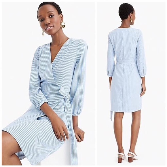 J. Crew Dresses & Skirts - Striped blue J.Crew wrap dress, knee Length.